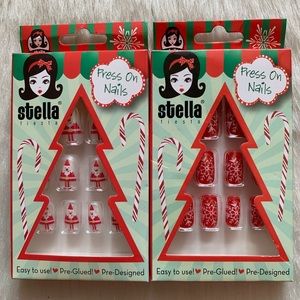 Stella Fiesta Christmas Holiday Santa Snowflake Press-On Party Statement Nails